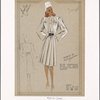 Dressy coat styled in casual shirtwaist fashion with cuffless sleeves and pockets on bodice.