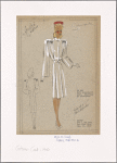 Soft dressmaker coat [with] shirring at shoulders.
