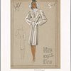 Fitted coat with kimona sleeves and chevron detail on bodice and pockets