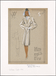 Fitted coat with kimona sleeves and chevron detail on bodice and pockets