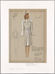 Coat with cinched waist and large patch pockets on bodice