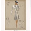 Coat with deep bodice opening, flap pockets and knife pleats below hips
