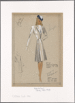 Coat with deep bodice opening, flap pockets and knife pleats below hips