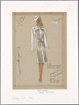 Sloping shoulder on fitted coat.