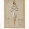 Fitted coat with wide sleeves and faux pockets outlined with topstitching