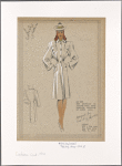 Fitted coat with wide sleeves and faux pockets outlined with topstitching