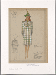 Boxy plaid coat with bishop sleeves and patch pockets on bodice