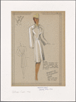 Fitted coat with row of tucks from collar to underarm and big buttons at neck and waist.