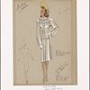 Dressy coat [with] double scalloped pockets and collar.