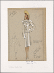 Dressy coat [with] double scalloped pockets and collar.