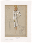 Fitted coat with puffed leaf shapes lining the front gores.