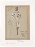 Fitted coat with "disappearing collar" and dropped shoulders.
