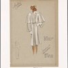 Coat with attached faille cape and front panel.