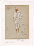Coat with attached faille cape and front panel.