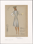Pleated coat with stripes.