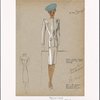 Sleek longer length suit with fly front closing.