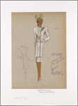 Tunic suit with satin pipings.