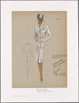 Soft dressmaker suit with lace collar and handkerchief.