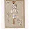 Two piece suit with wide notched collar.