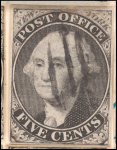 5c black Washington provisional pos. 8 single