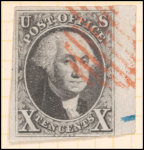 10c black Washington margin single