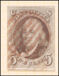 5c red brown Franklin single