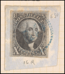 10c black Washington single on piece