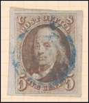 5c red brown Franklin single
