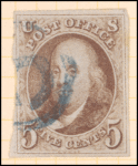 5c red brown Franklin single
