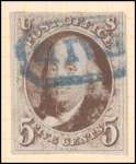 5c red brown Franklin single