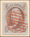 5c red brown Franklin single