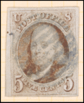 5c red brown Franklin single