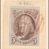 5c red brown Franklin top margin single
