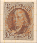 5c red brown Franklin single