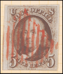 5c red brown Franklin single