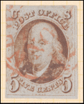 5c red brown Franklin single