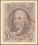 5c red brown Franklin single