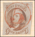 5c red brown Franklin single