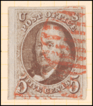 5c red brown Franklin single