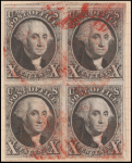 10c black Washington block of four