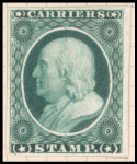 1c green Franklin carrier trial color proof single