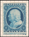 1c blue Franklin carrier reprint single