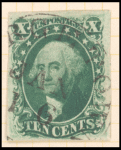 10c green Washington Type IV single