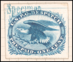 1c blue Eagle carrier reprint Specimen single