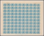 1c blue Eagle carrier reprint pane of 100