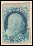 1c blue Franklin partial reconstructed pane of 100