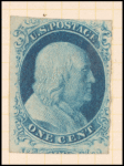 1c blue Franklin single