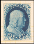 1c blue Franklin type IV single