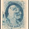 1c blue Franklin Type IV single