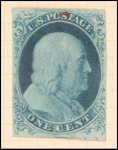 1c blue Franklin single